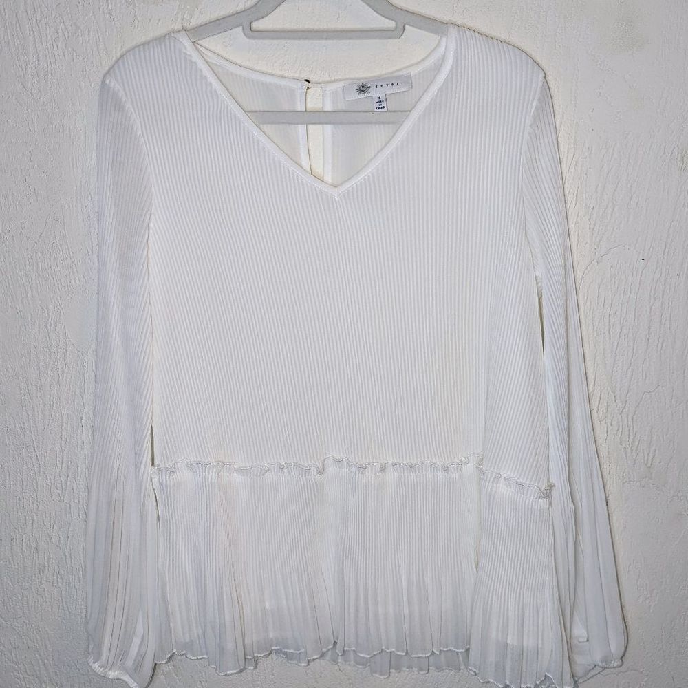 Fever Ribbed Long Sleeve Blouse Size Medium NWT - Picture 2 of 10